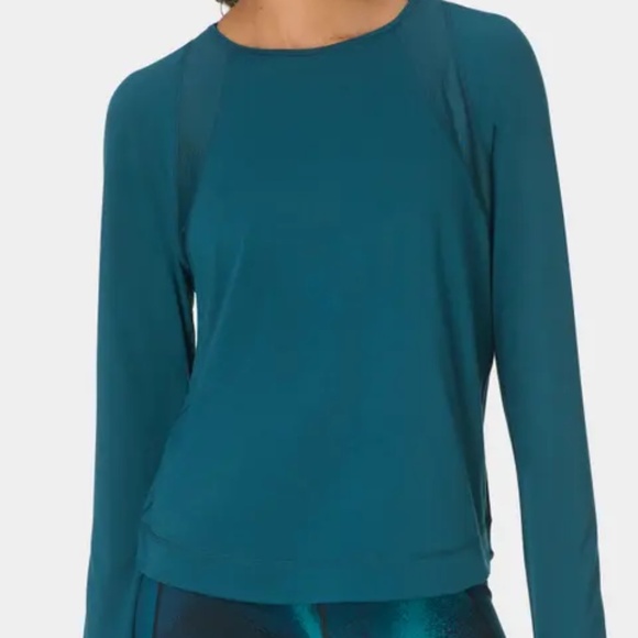Sweaty Betty Tops - Sweaty Betty Breathe Easy Mesh Long Sleeve Top - Deep Green - size M